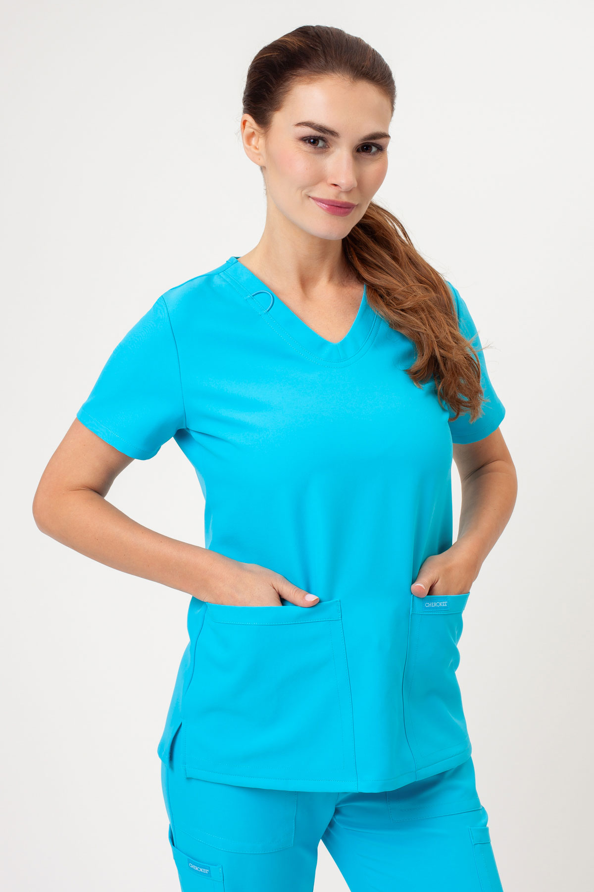 Dámská lékařská halena Cherokee Ultra V-neck Top tyrkysová