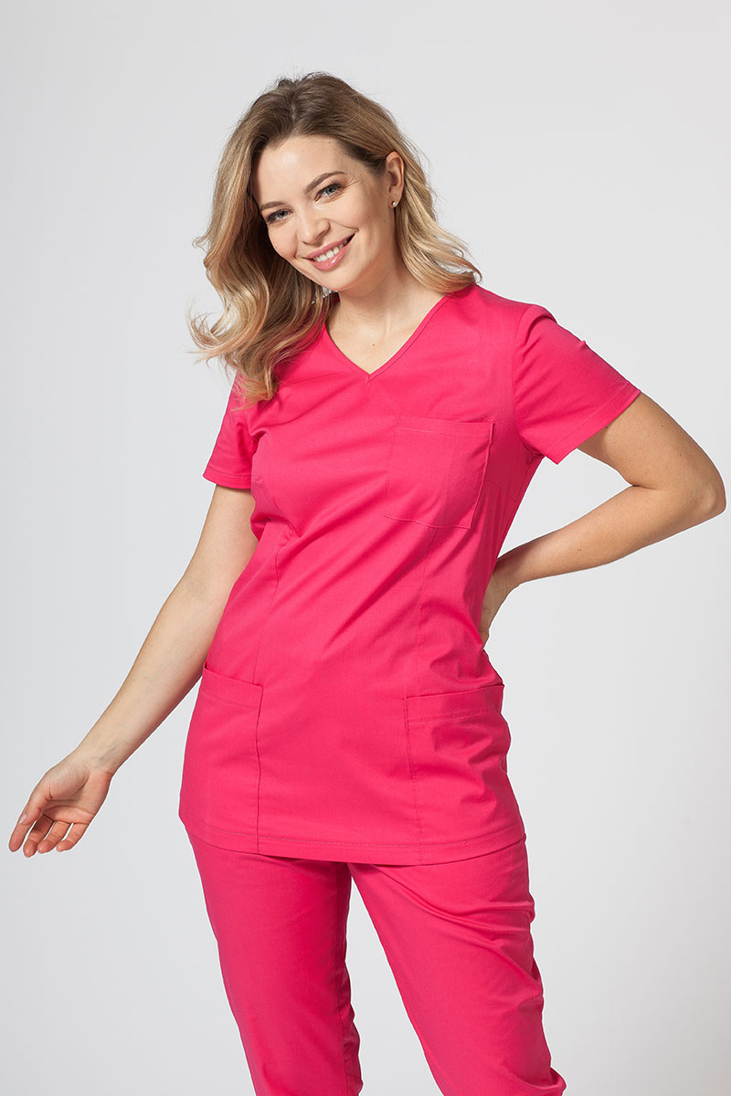 Dámská lékařská halena Sunrise Uniforms Fit (elastická), malinová