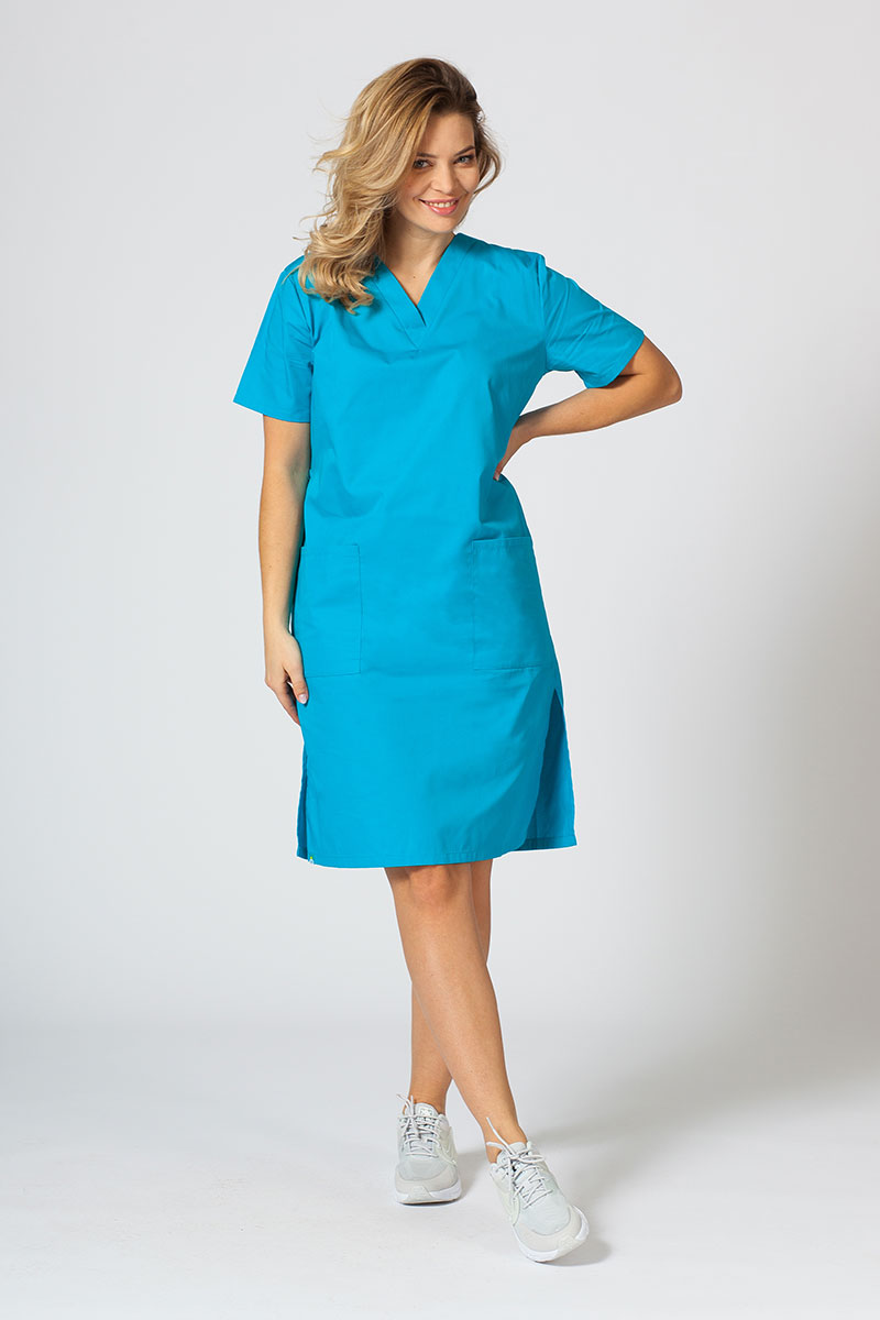 Lékařské jednoduché šaty Sunrise Uniforms tyrkysové