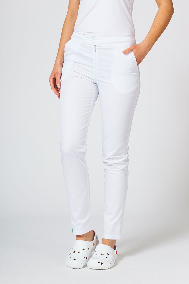 Dámské lékařské kalhoty Slim (elastic) Sunrise Uniforms bílé