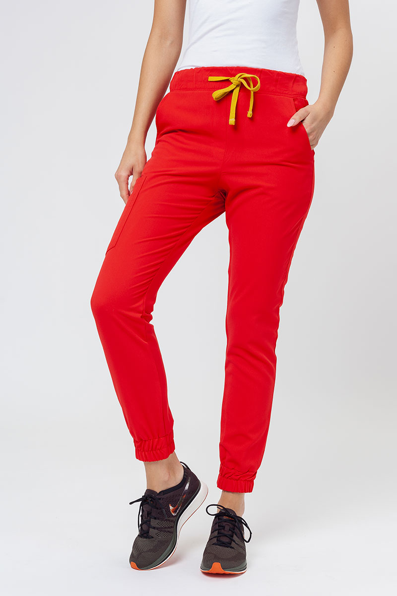 Lékařské kalhoty Sunrise Uniforms Premium Chill jogger šťavnatě červené