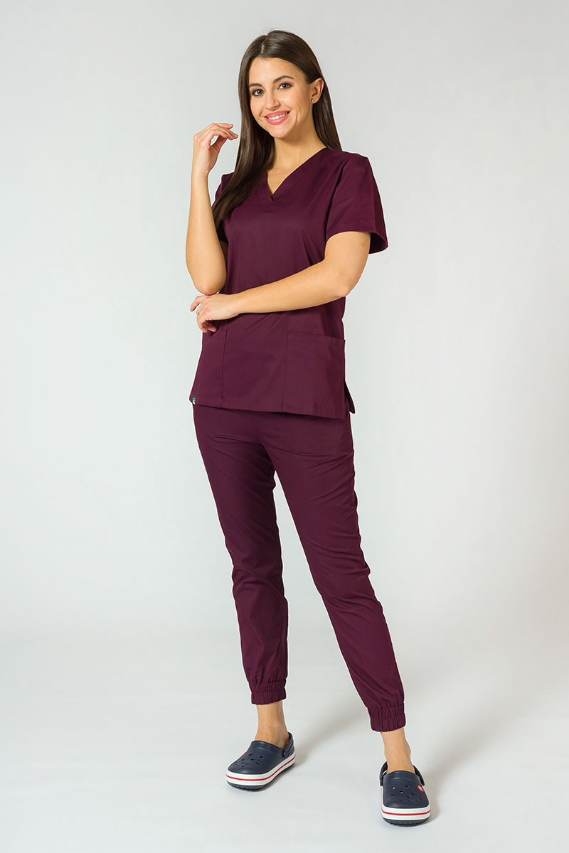 Lékařská souprava Sunrise Uniforms Basic Jogger burgundová (s kalhotami Easy)