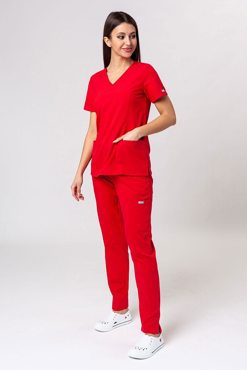 Lékařská dámská souprava Maevn Momentum (halena Double V–neck, kalhoty 6-pocket) červená