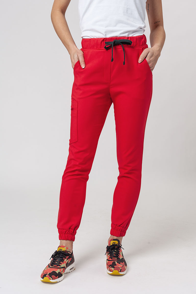 Lékařské kalhoty Sunrise Uniforms Premium Chill jogger červené