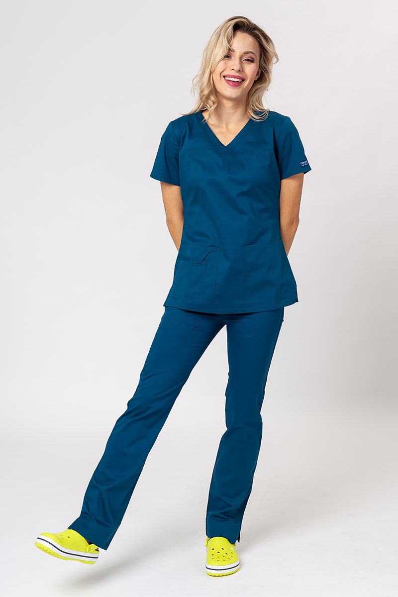 Lékařská dámská souprava Cherokee Core Stretch (halena Core, kalhoty Mid Rise) karaibsky modrá