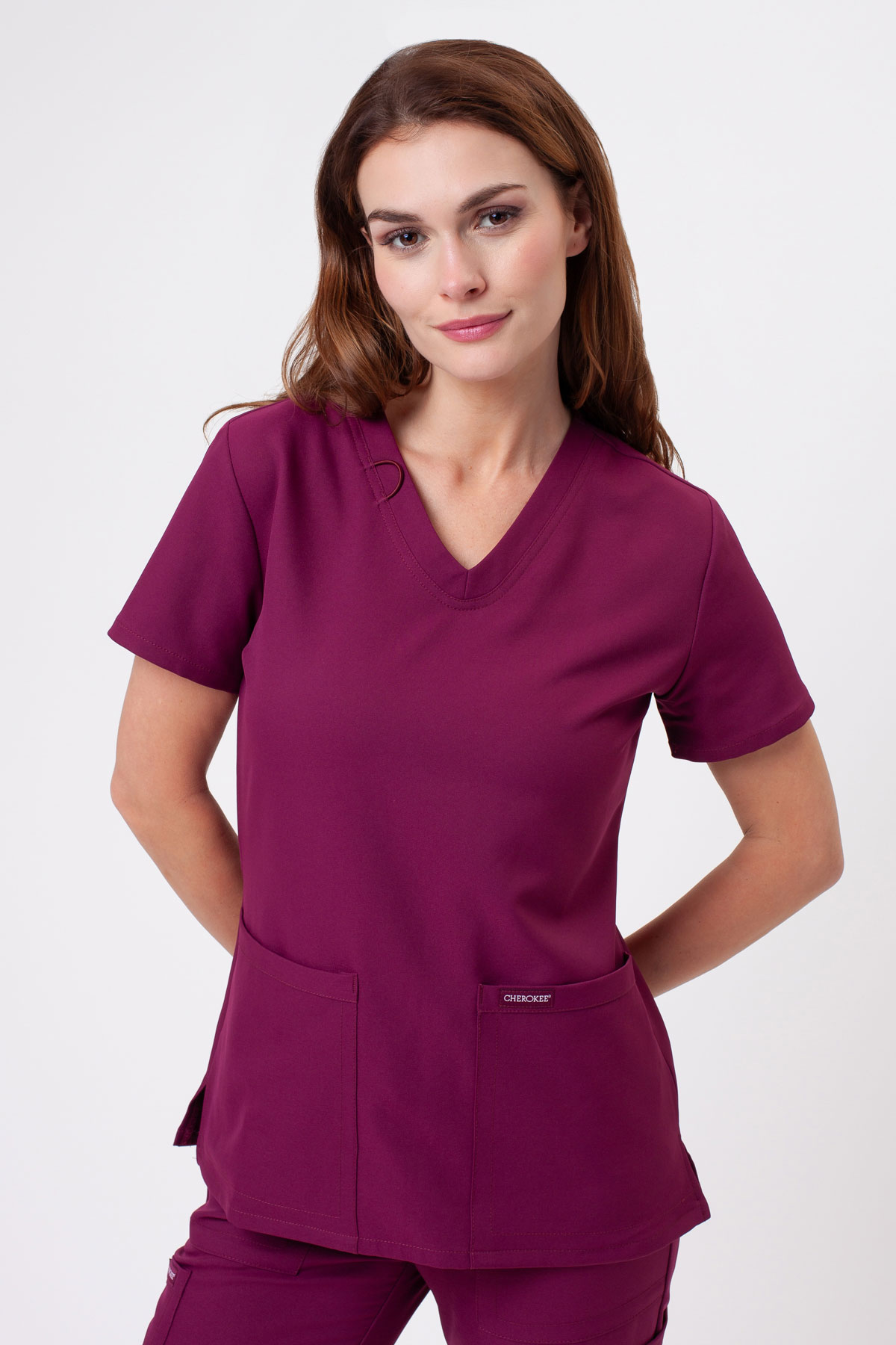 Dámská lékařská halena Cherokee Ultra V-neck Top třešňová
