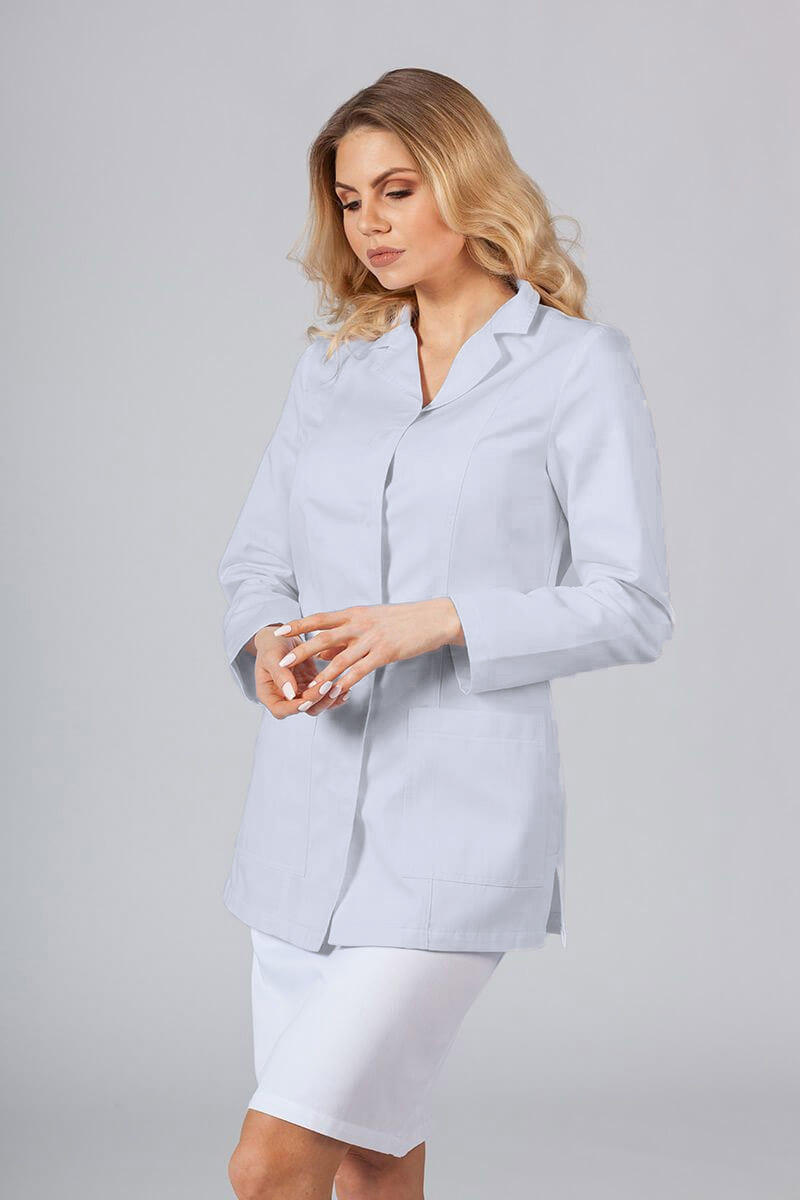 Krátký zdravotnický plášť s dlouhým rukávem (zakryté cvoky) světle šedý