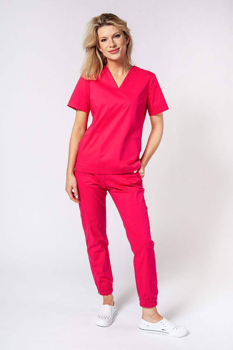 Dámska lékařská souprava Sunrise Uniforms Active III (halena Bloom, kalhoty Air) malinová