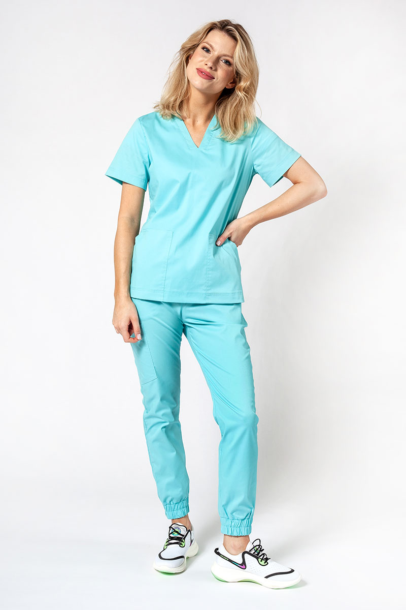 Dámska lékařská souprava Sunrise Uniforms Active III (halena Bloom, kalhoty Air) aqua