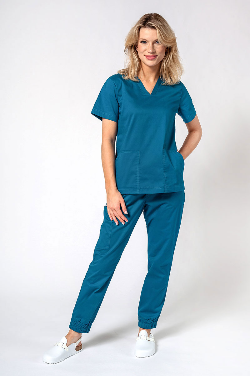 Dámska lékařská souprava Sunrise Uniforms Active III (halena Bloom, kalhoty Air) karaibsky modrá