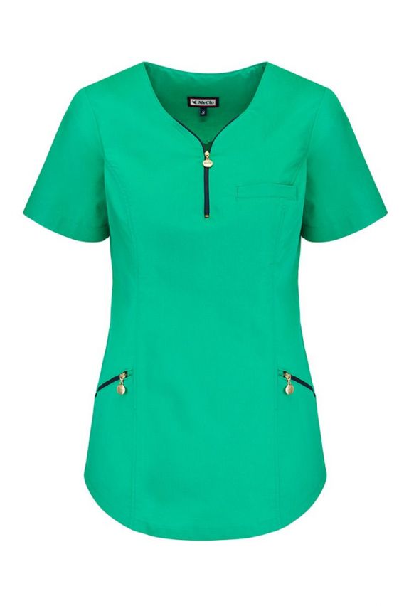 Dámská zdravotnická halena s výstřihem na zapínání MeCleo zelená + námořnická modř-1