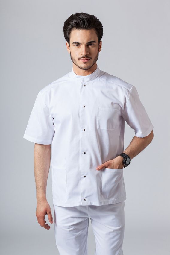 Pánská lékařská košile/halena se stojatým límečkem bílá-1