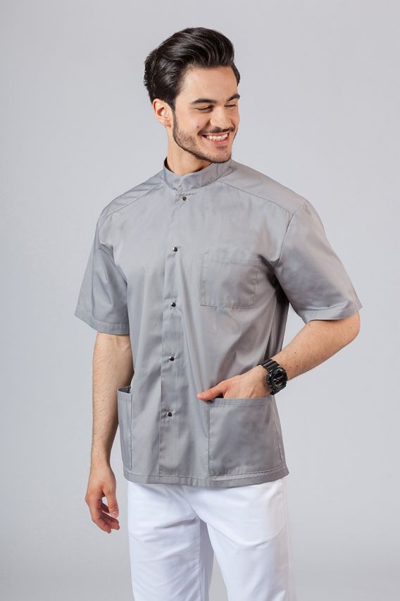 Pánská lékařská košile/halena se stojatým límečkem šedá-1