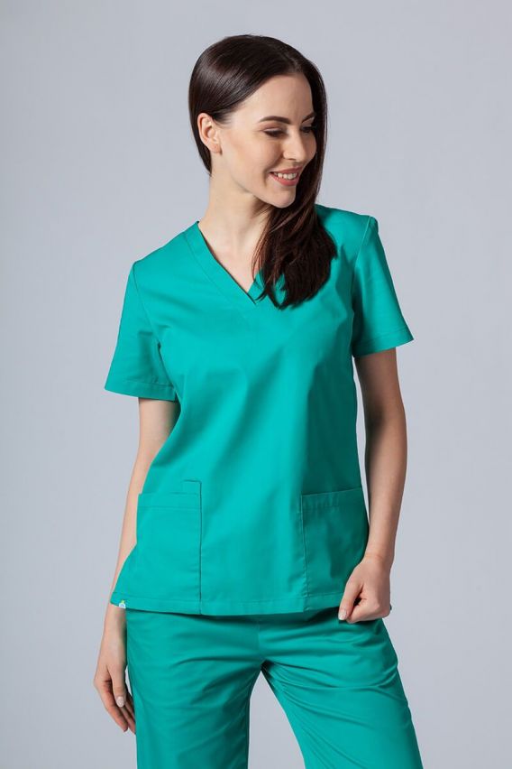 Lékařská dámská halena Sunrise Uniforms Basic Light zelená-1