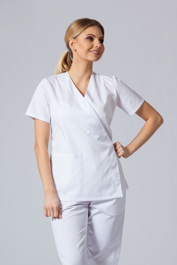 Zástěra/halena dámská s vázáním Sunrise Uniforms bílá-1