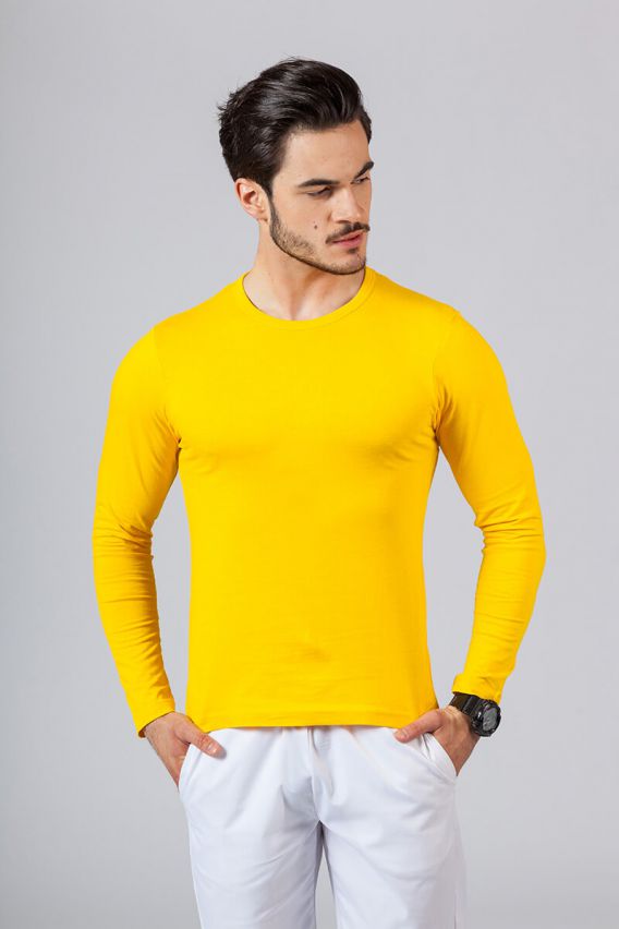 Pánské tričko s dlouhým rukávem Malfini Fit žluté-1