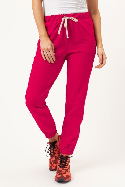 Dámské lékařské kalhoty Sunrise Uniforms Premium Vibe jogger malinové-1