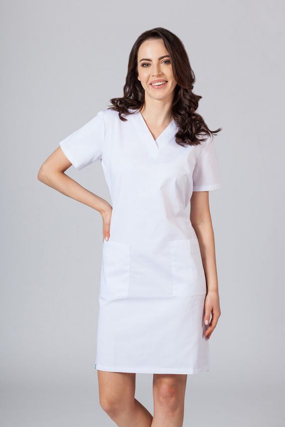 Lékařské jednoduché šaty Sunrise Uniforms bílé-1