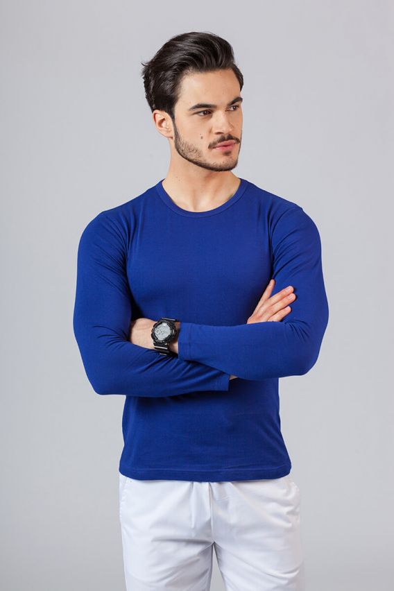 Pánské tričko s dlouhým rukávem tmavě modré-1