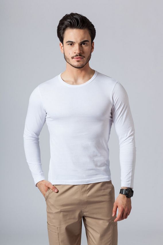 Pánské tričko s dlouhým rukávem Malfini Fit bílé-1