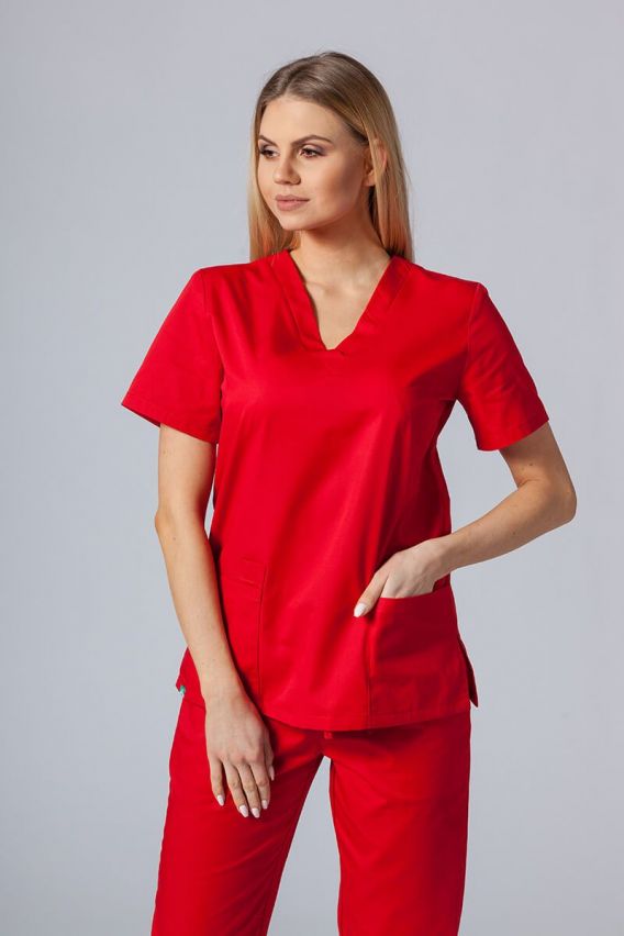 Lékařská dámská halena Sunrise Uniforms Basic Light červená-1