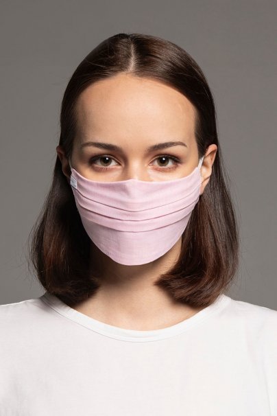 Ochranná maska, 2vrstvá (70% bavlna, 30% len), unisex, světle růžová-1