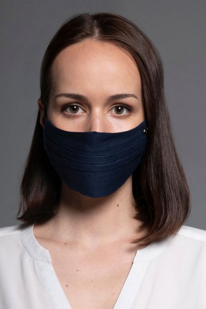Ochranná maska, dvouvrstvá (100% len), unisex, námořnická modrá-1