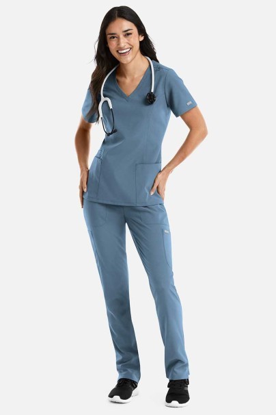 Lékařská dámská souprava Maevn Momentum (halena Double V–neck, kalhoty 6-pocket) pastelově modrá-1