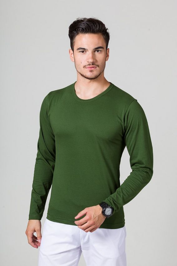 Pánské tričko s dlouhým rukávem tmavě zelená-1