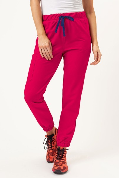 Dámské lékařské kalhoty Sunrise Uniforms Premium Vibe jogger malinové-1
