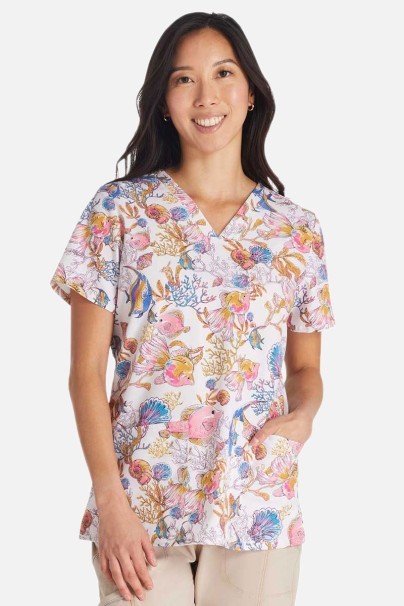 Dámská lékařská halena Cherokee Prints V-neck Fin-tastic Watercolor-1