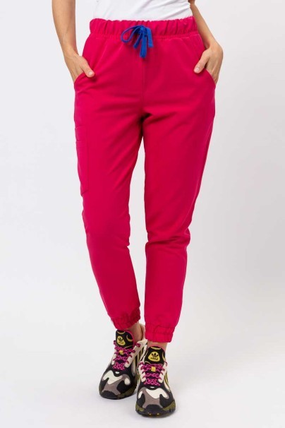 Dámské lékařské kalhoty Sunrise Uniforms Premium Vibe jogger malinové-1