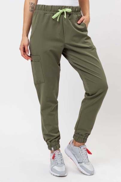Dámské lékařské kalhoty Sunrise Uniforms Premium Vibe jogger olivkové-1