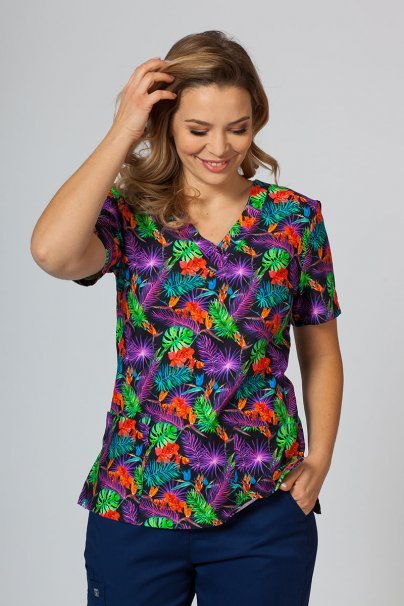 Barevná lékařská halena Sunrise Uniforms pro ženy barevné listy-1